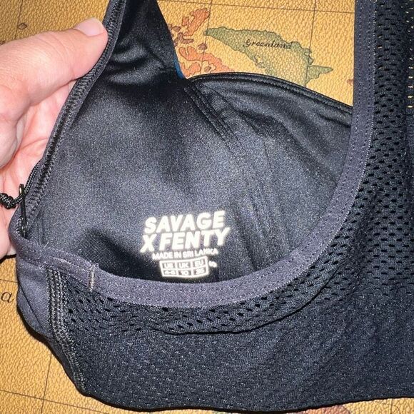 Savage X Fenty black caviar up in flames sports bra bralette size S - Picture 8 of 8